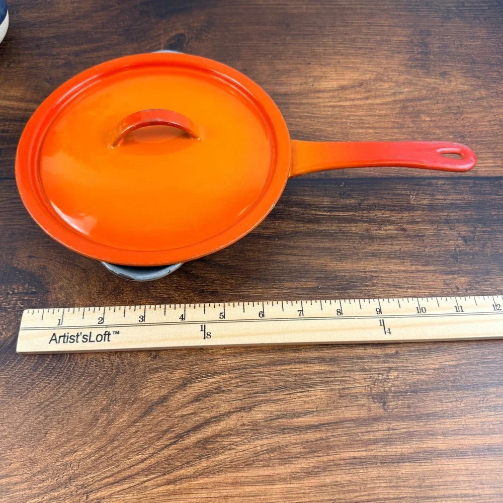 Descoware Enameled Cast Iron Covered Skillet Lid Orange, Made in Belgium